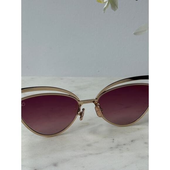NEW Valentino V-Glassliner VLS118-C Gold Cat Eye Sunglasses - Picture 9 of 10
